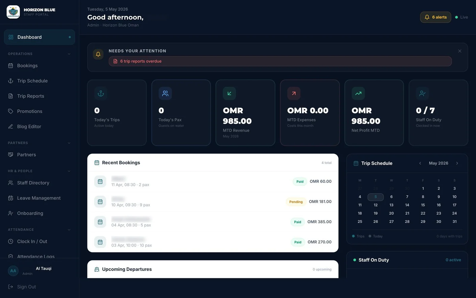 Horizon Blue staff portal